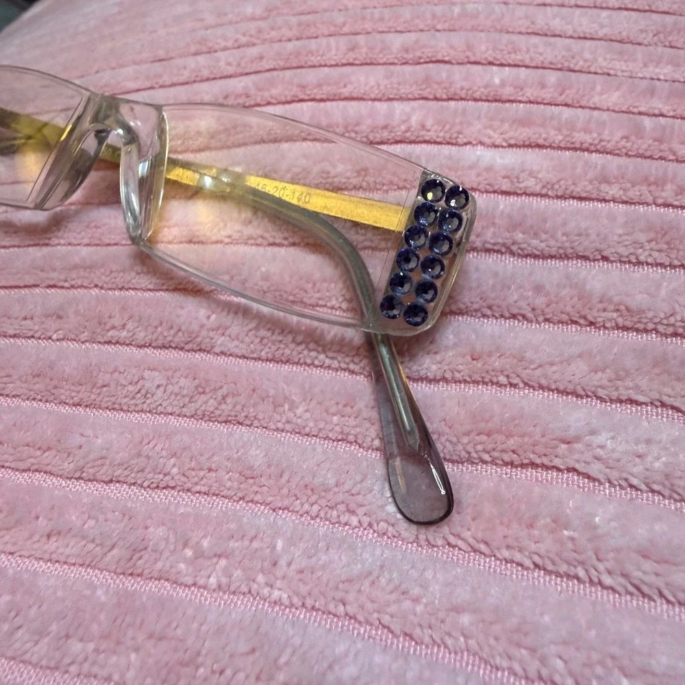 Italy Design Rimless Reading Glasses Purple Rhinestone +2.50